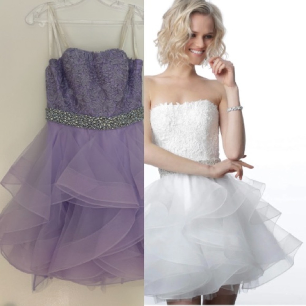 Jovani Light Lavender Embellish Belt Short Dress Junior Prom Bat Mitzvah Sizes 4